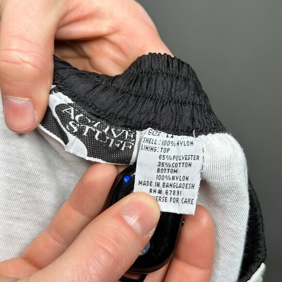 Vintage Track Pants Jet Black Nylon White Baggy Flared Fit Lined 90s - Picture 4 of 4